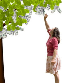 Девушка и денежное дерево